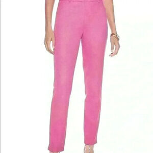 NWT WHBM Novelty Pink Slim Ankle Pants, Size 10